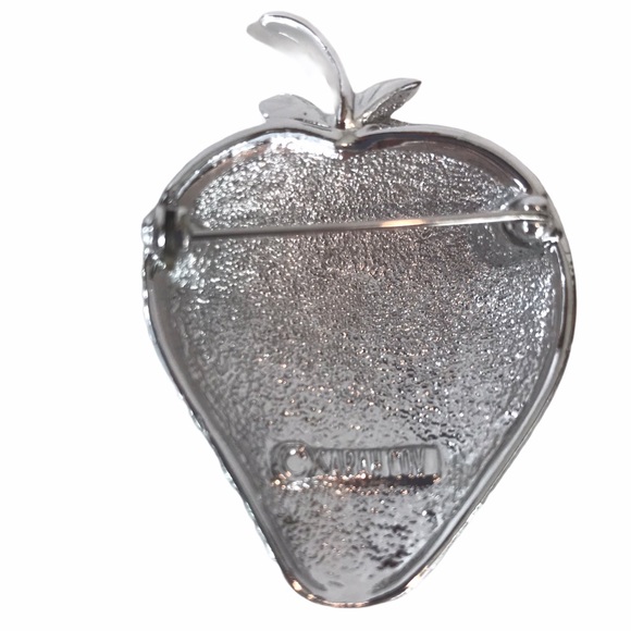 Sarah Coventry Strawberry Pin Brooch Silver Tone - Picture 2 of 5